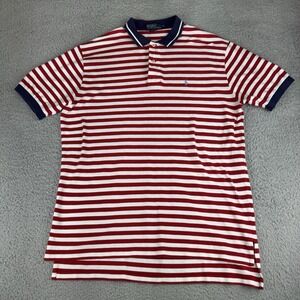 Polo Ralph Lauren Men's Xl Stripe Red White Polo Shirt Embroidered Pony Vtg